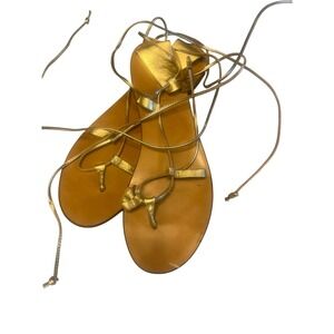 J.Crew Metallic Gold Leather Lace-Up Sandals Made‎ in Italy – Size 10